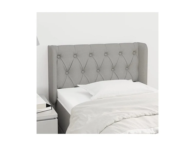 Kopfteil mit Ohren Hellgrau 83x16x78/88 cm Stoff