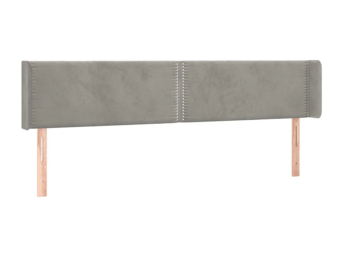 Kopfteil mit Ohren Hellgrau 183x16x78/88 cm Samt