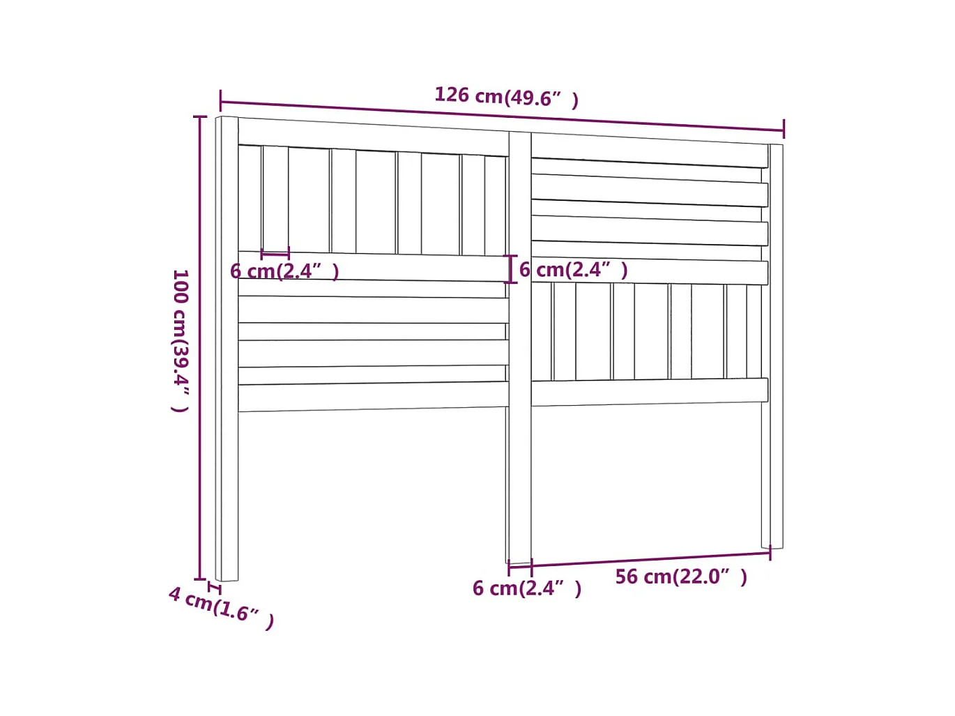 Hoofdbord 126x4x100 cm massief grenenhout grijs
