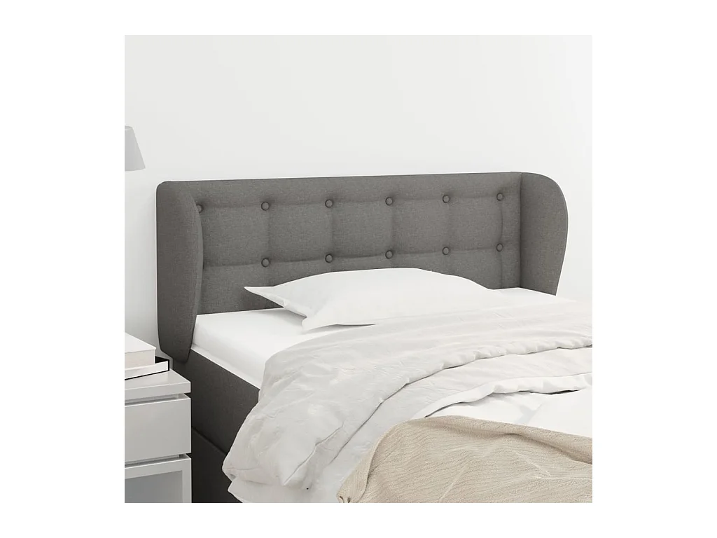 Tête de lit avec oreilles Gris foncé 83x23x78/88 cm Tissu