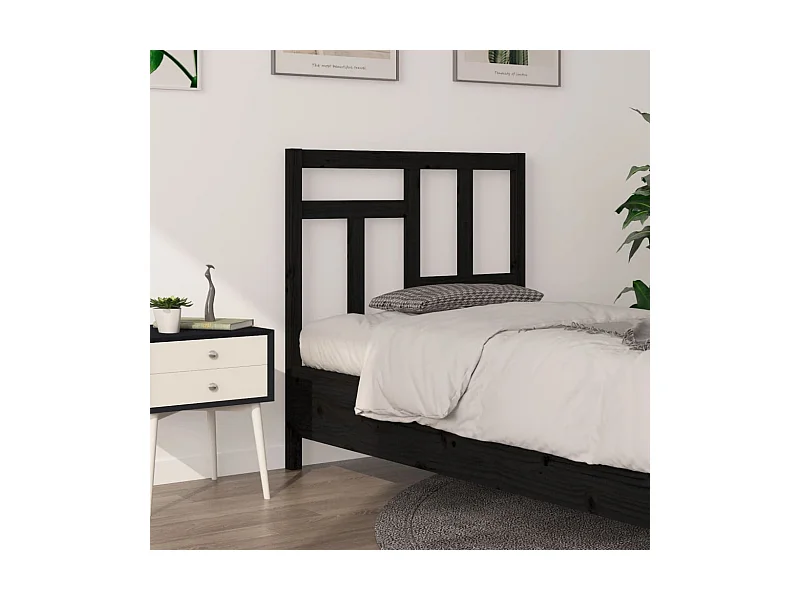 Tête de lit Noir 95,5x4x100 cm Bois massif de pin