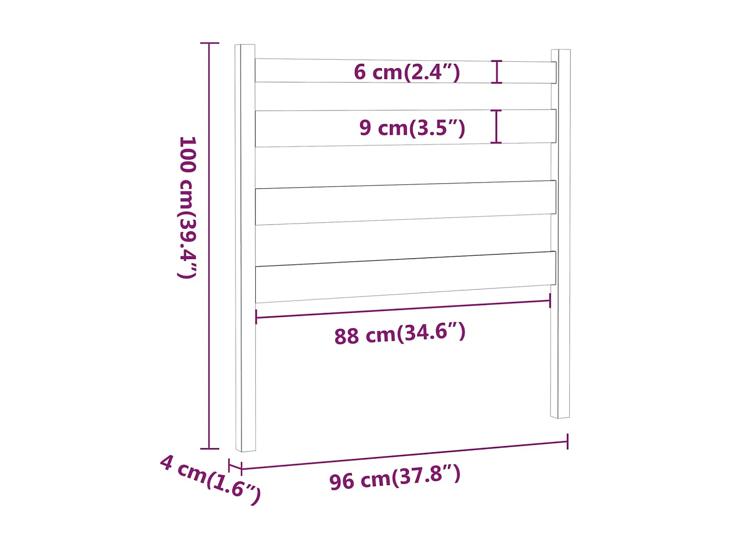 Tête de lit Marron miel 96x4x100 cm Bois massif de pin