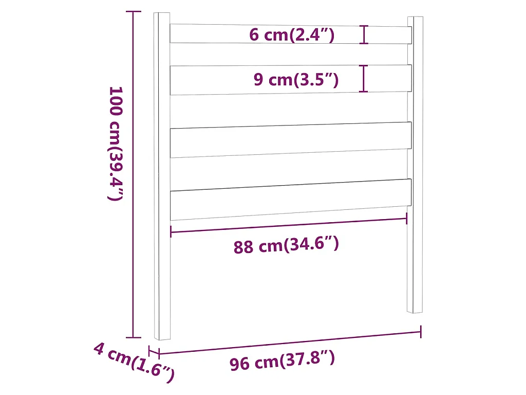 Tête de lit Marron miel 96x4x100 cm Bois massif de pin