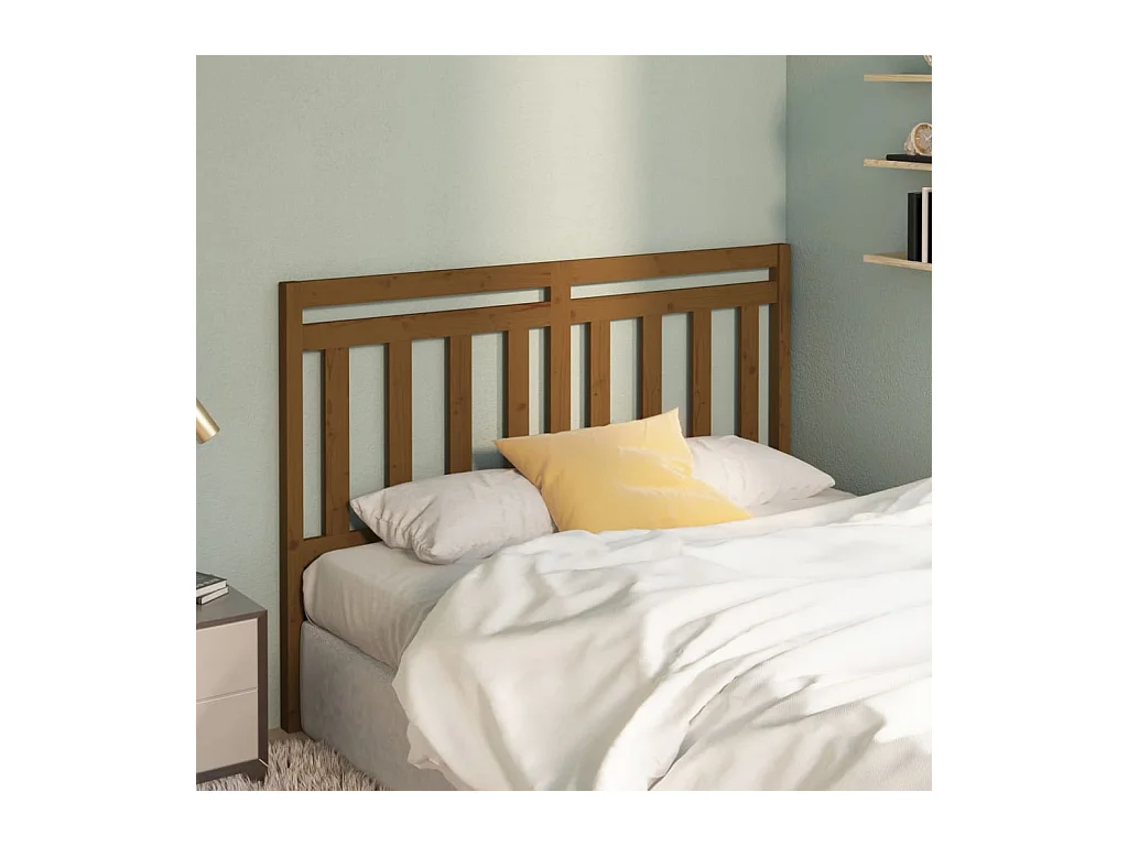 Testiera per Letto ambra 126x4x100 cm in Legno Massello di Pino