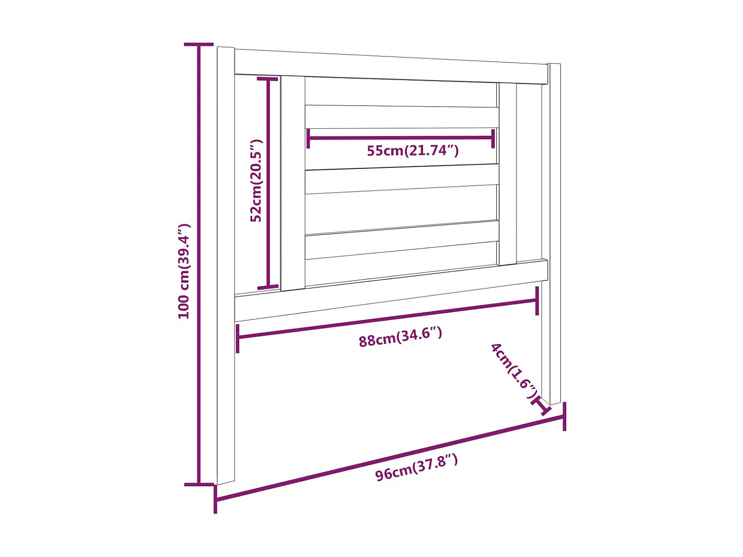 Hoofdbord 96x4x100 cm massief grenenhout grijs