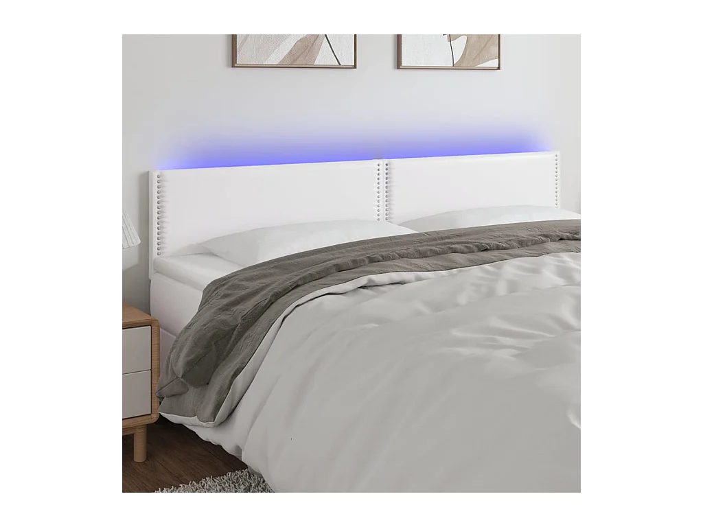 Hoofdbord LED 180x5x78/88 cm kunstleer wit