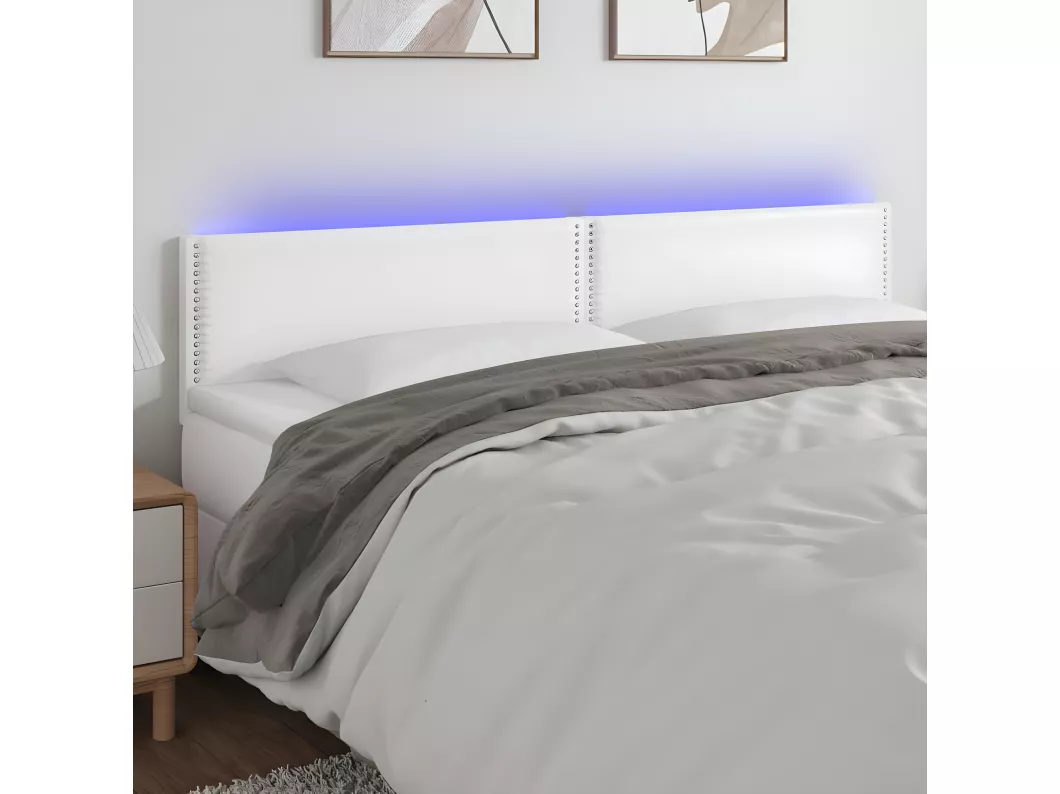 Kauf Unique LED Kopfteil Weiß 180x5x78/88 cm Kunstleder