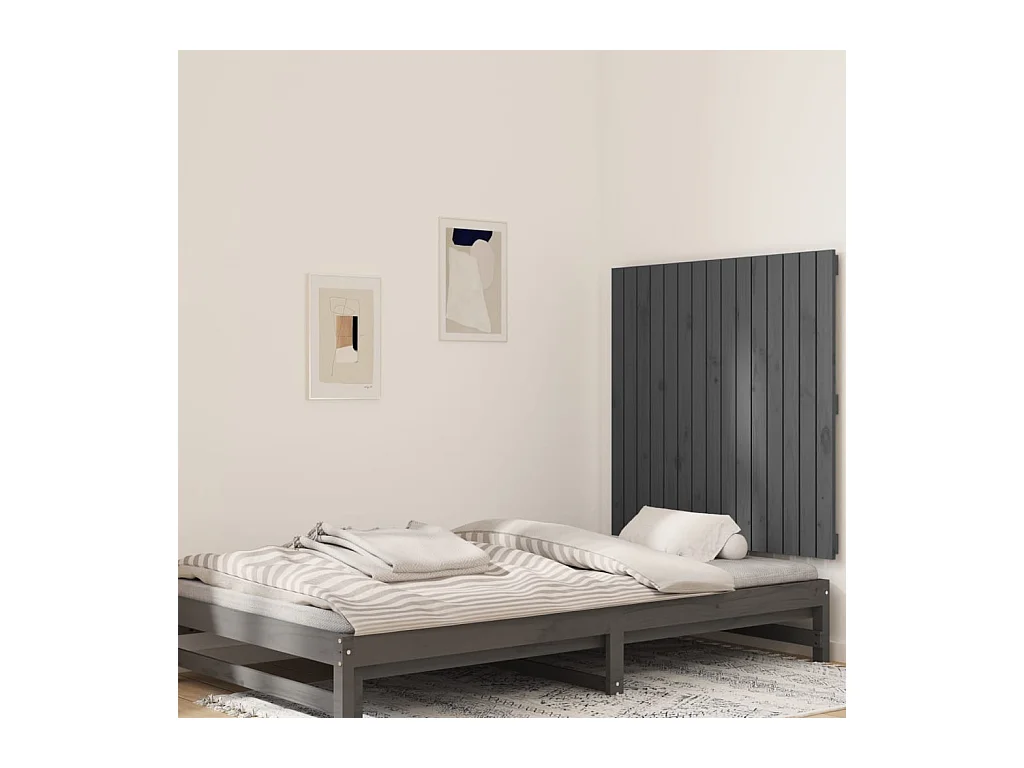 Tête de lit murale Gris 95,5x3x90 cm Bois massif de pin