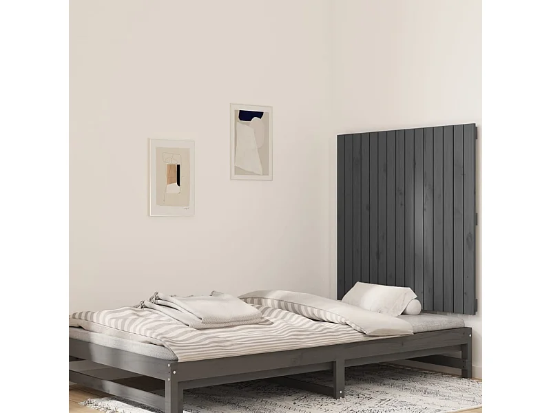 Tête de lit murale Gris 95,5x3x90 cm Bois massif de pin