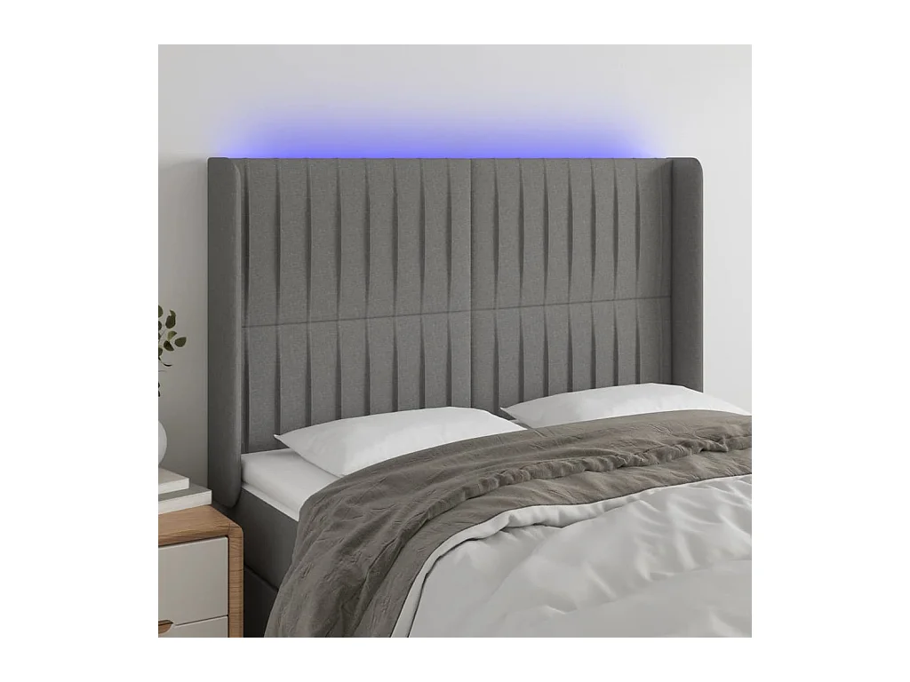 Testiera a LED GrigioScuro 147x16x118/128cm inTessuto
