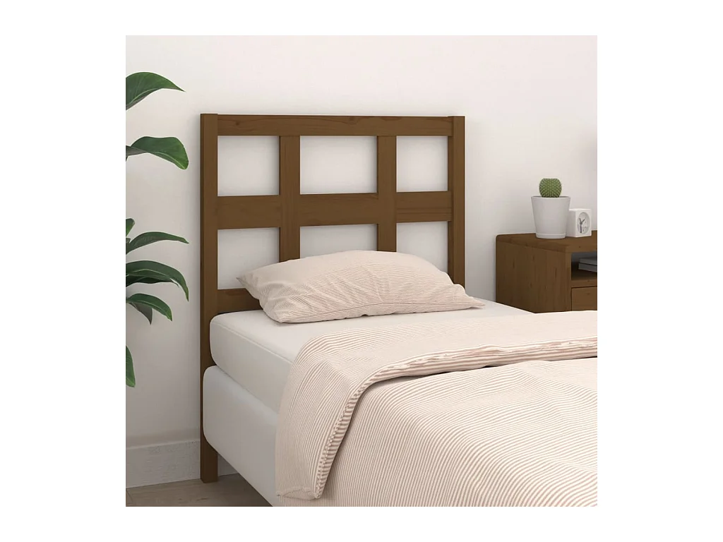 Cabecero de cama madera maciza pino marrón miel 95,5x4x100 cm