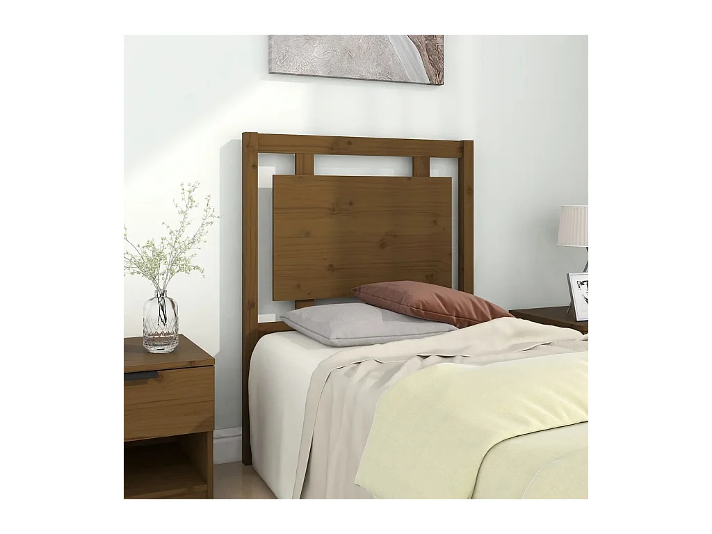 Cabecero de cama madera maciza pino marrón miel 80,5x4x100 cm
