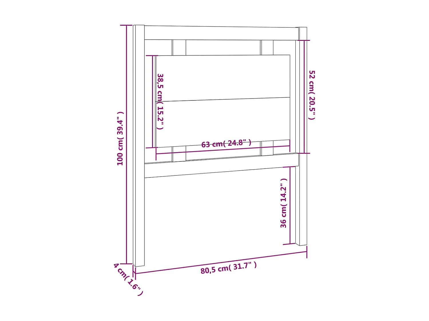 Tête de lit Marron miel 80,5x4x100 cm Bois massif de pin