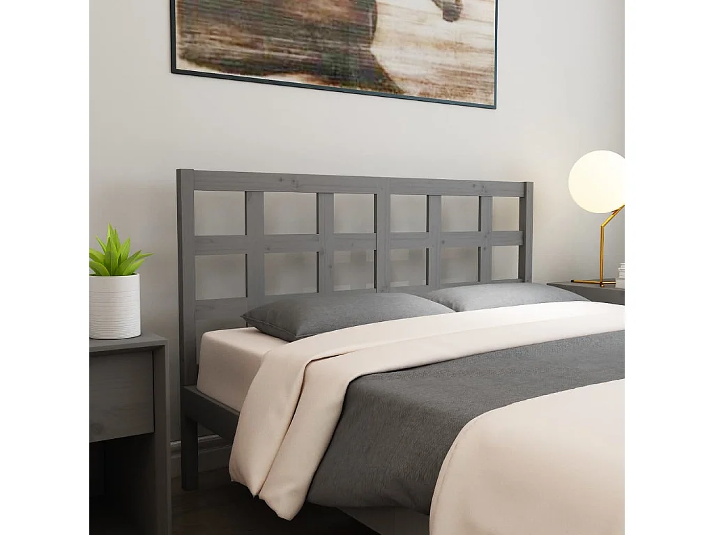 Tête de lit Gris 165,5x4x100 cm Bois massif de pin