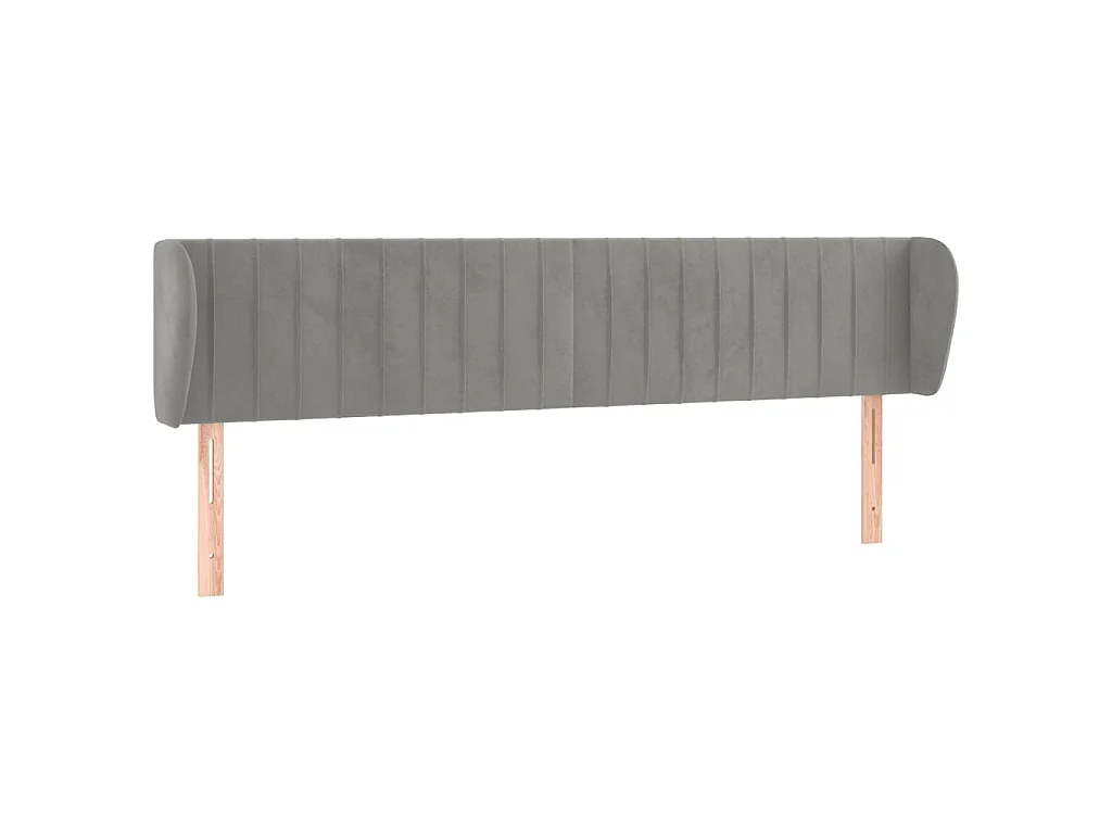 Hoofdbord met randen 163x23x78/88 cm fluweel lichtgrijs