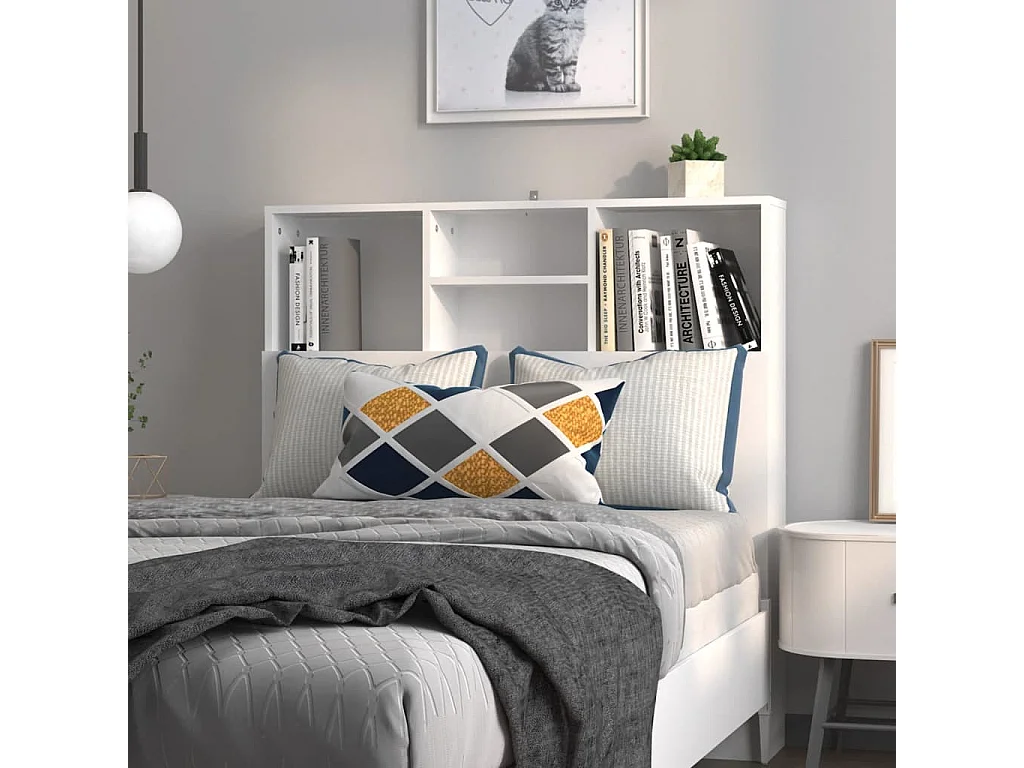 Armoire de tête de lit Blanc 100x19x103,5 cm