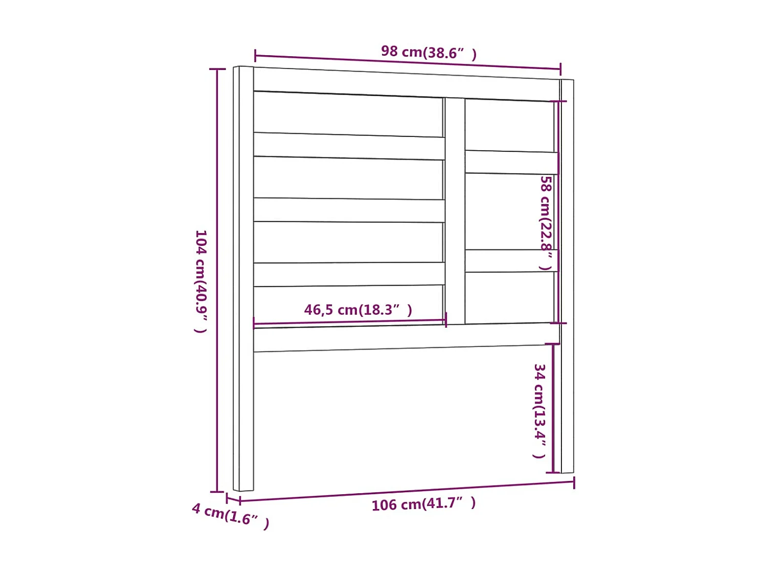 Testiera per Letto ambra 106x4x104 cm in Legno Massello di Pino