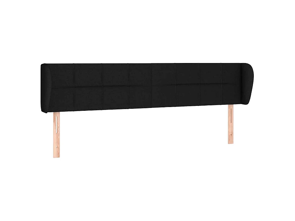 Tête de lit avec oreilles Noir 183x23x78/88 cm Tissu