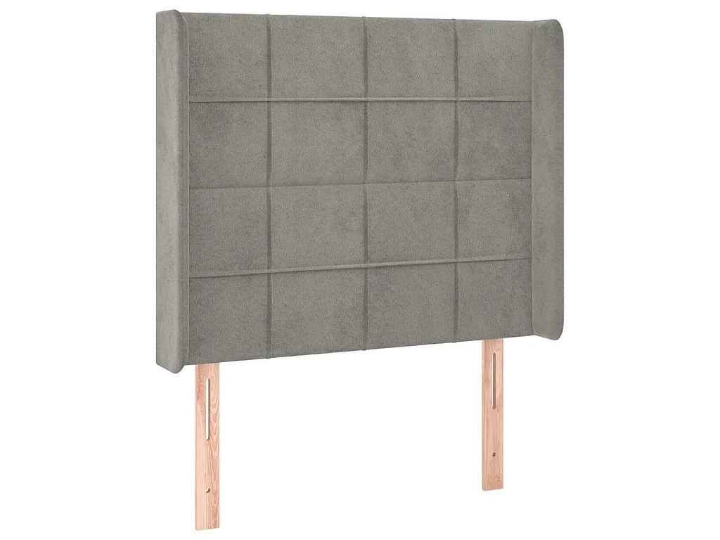 Hoofdbord met randen 83x16x118/128 cm fluweel lichtgrijs