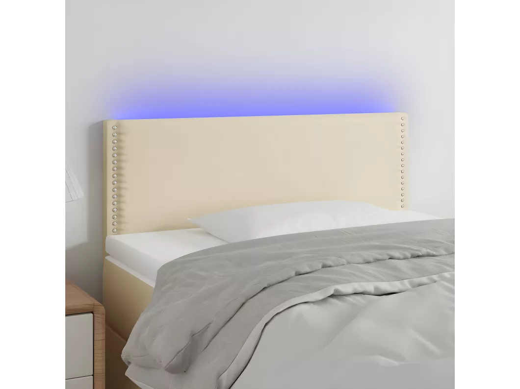 Kauf Unique LED Kopfteil Creme 100x5x78/88 cm Kunstleder