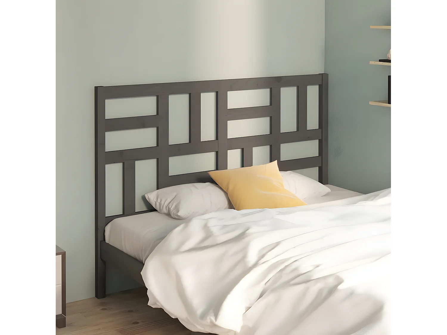 Cabeceira de cama 126x4x104 cm pinho maciço cinzento