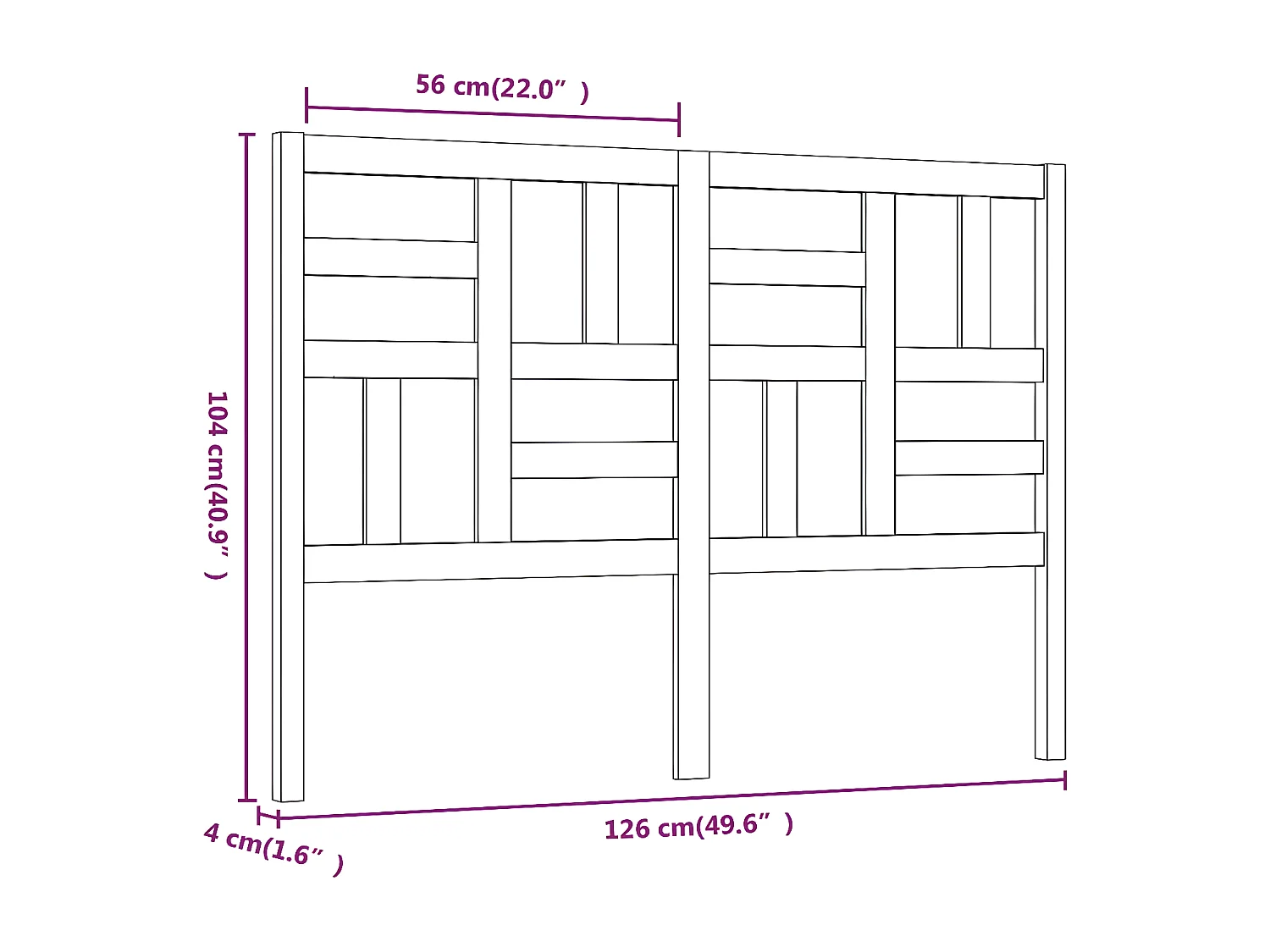 Cabeceira de cama 126x4x104 cm pinho maciço cinzento