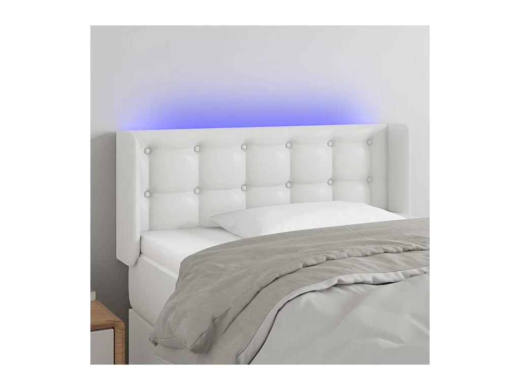 Tête de lit à LED Blanc 103x16x78/88 cm Similicuir