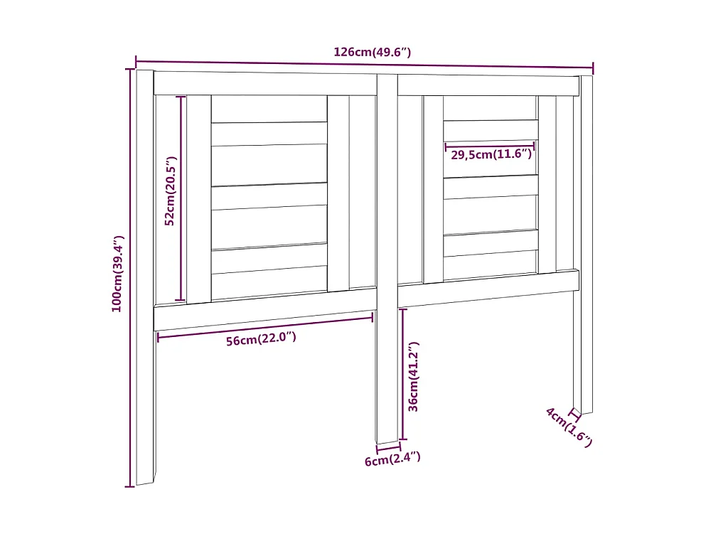 Tête de lit Marron miel 126x4x100 cm Bois massif de pin