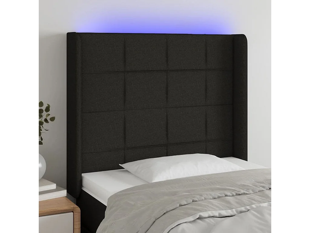 LED Kopfteil Schwarz 103x16x118/128 cm Stoff