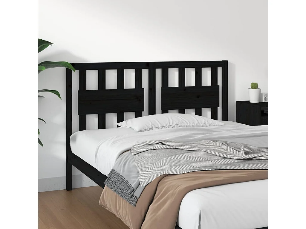 Cabecero de cama madera maciza de pino negro 125,5x4x100 cm