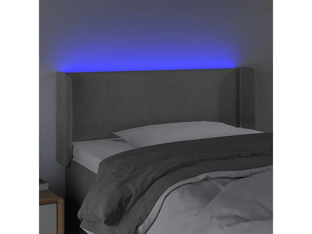 Testiera Grigio Chiaro a LED 93x16x78/88 cm in Velluto
