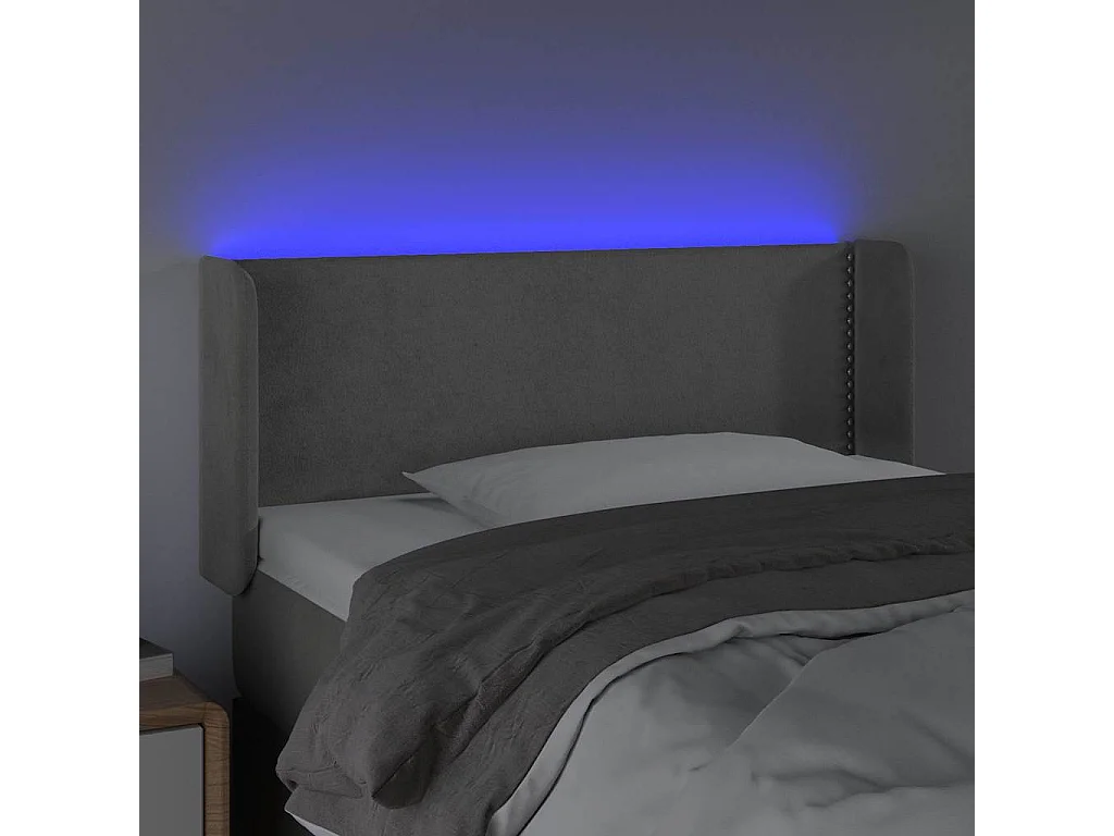 Testiera Grigio Chiaro a LED 93x16x78/88 cm in Velluto