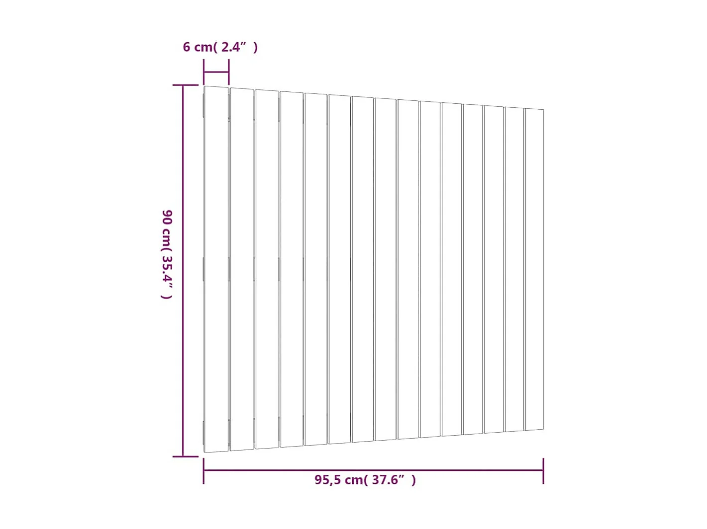Wandhoofdbord 95,5x3x90 cm massief grenenhout wit
