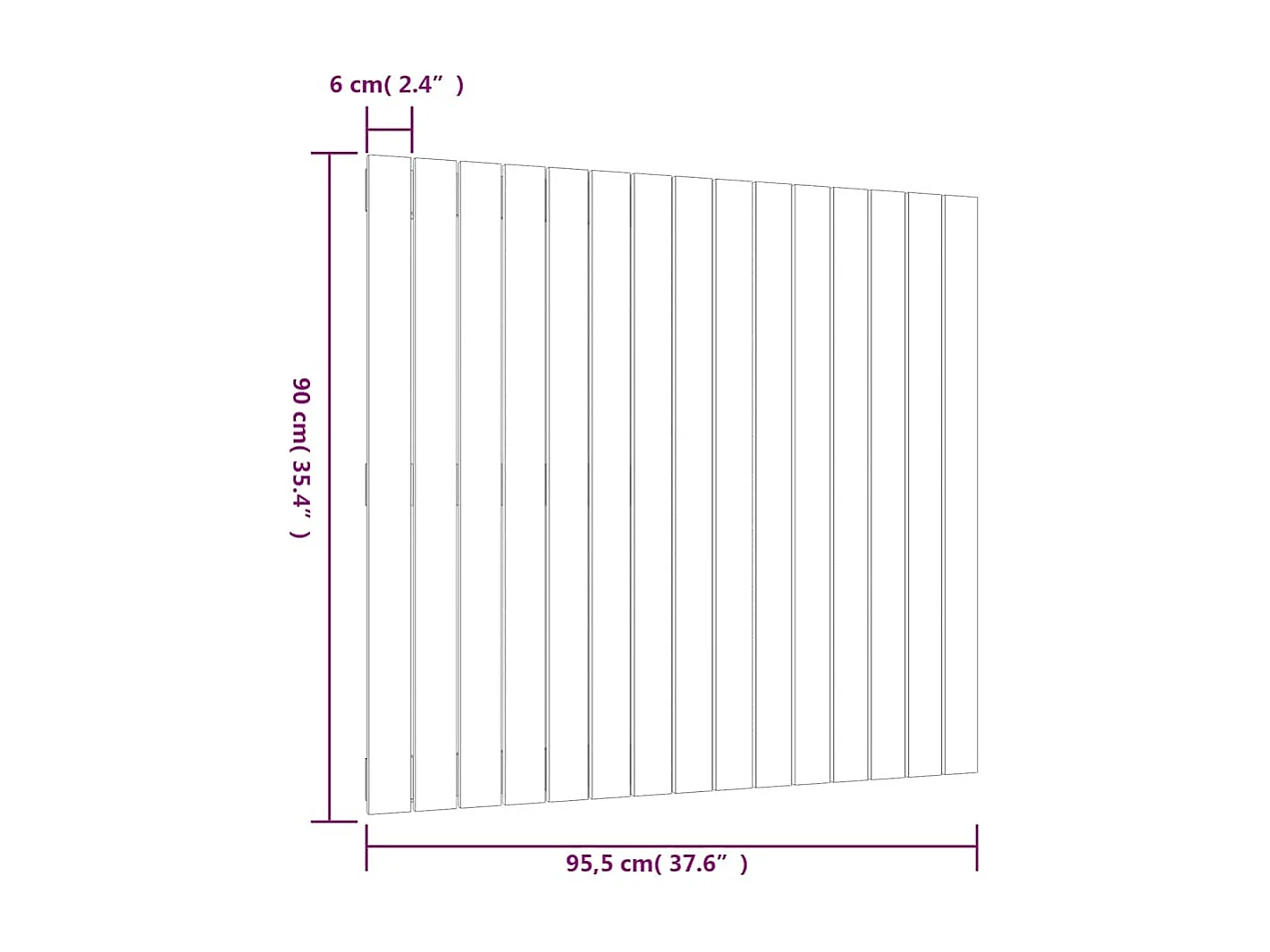Wandhoofdbord 95,5x3x90 cm massief grenenhout wit