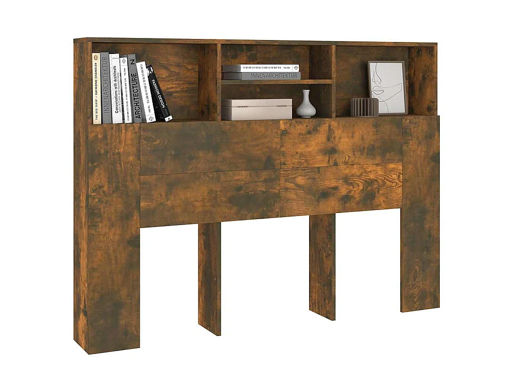 Armoire de tête de lit Chêne fumé 140x19x103,5 cm