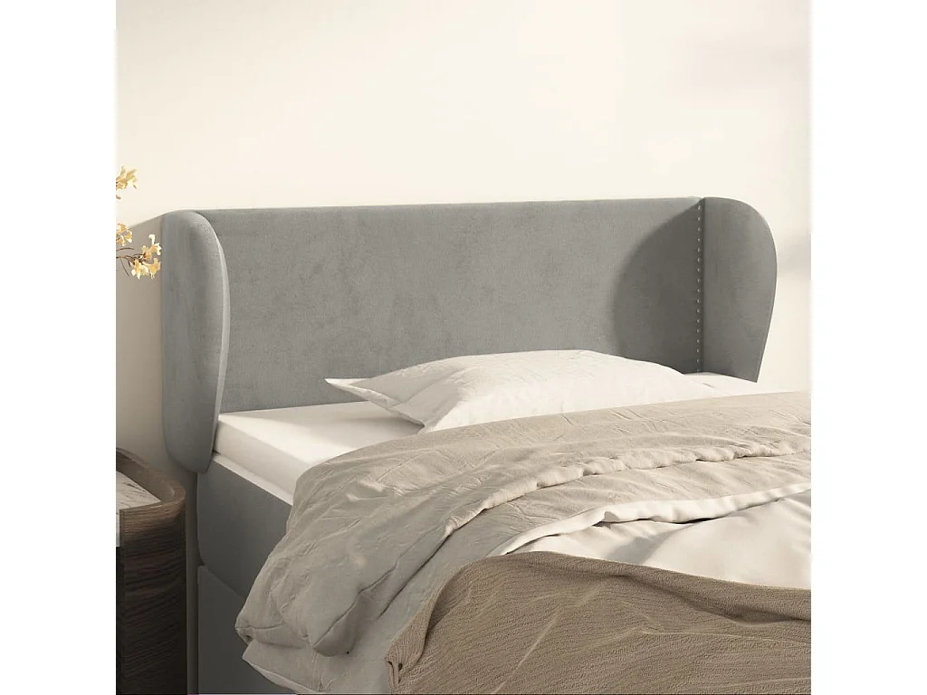 Testiera ad Orecchio Grigio Chiaro 83x23x78/88 cm in Velluto