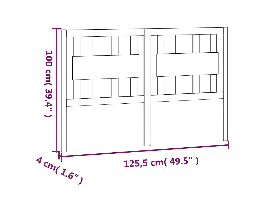 Tête de lit 125,5x4x100 cm Bois massif de pin