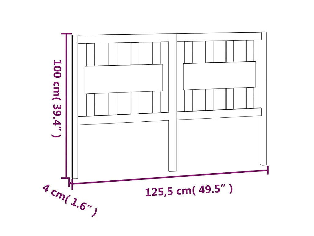 Cabecero de cama madera maciza de pino 125,5x4x100 cm
