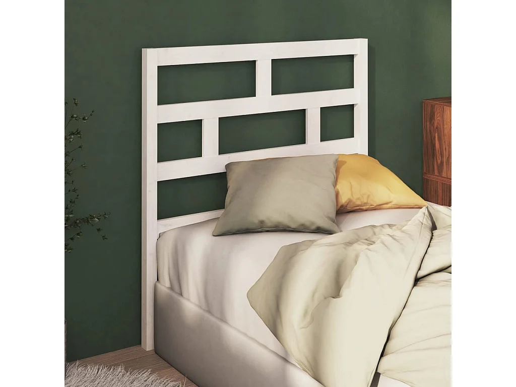 Testiera per Letto Bianca 96x4x100 cm in Legno Massello di Pino