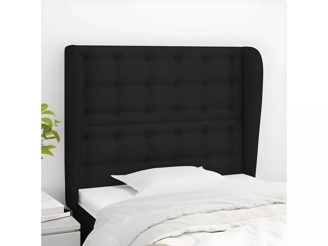 Kauf Unique Kopfteil mit Ohren Schwarz 103x23x118/128 cm Stoff