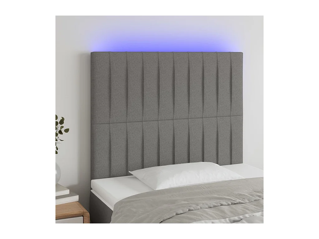 Tête de lit à LED Gris foncé 90x5x118/128 cm Tissu