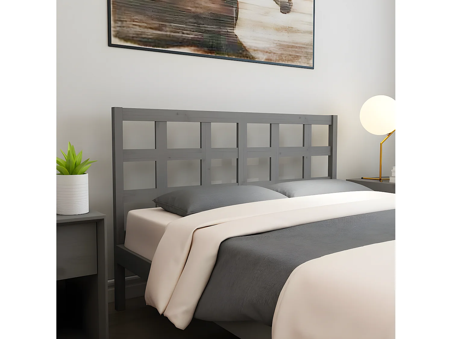 Tête de lit Gris 145,5x4x100 cm Bois massif de pin