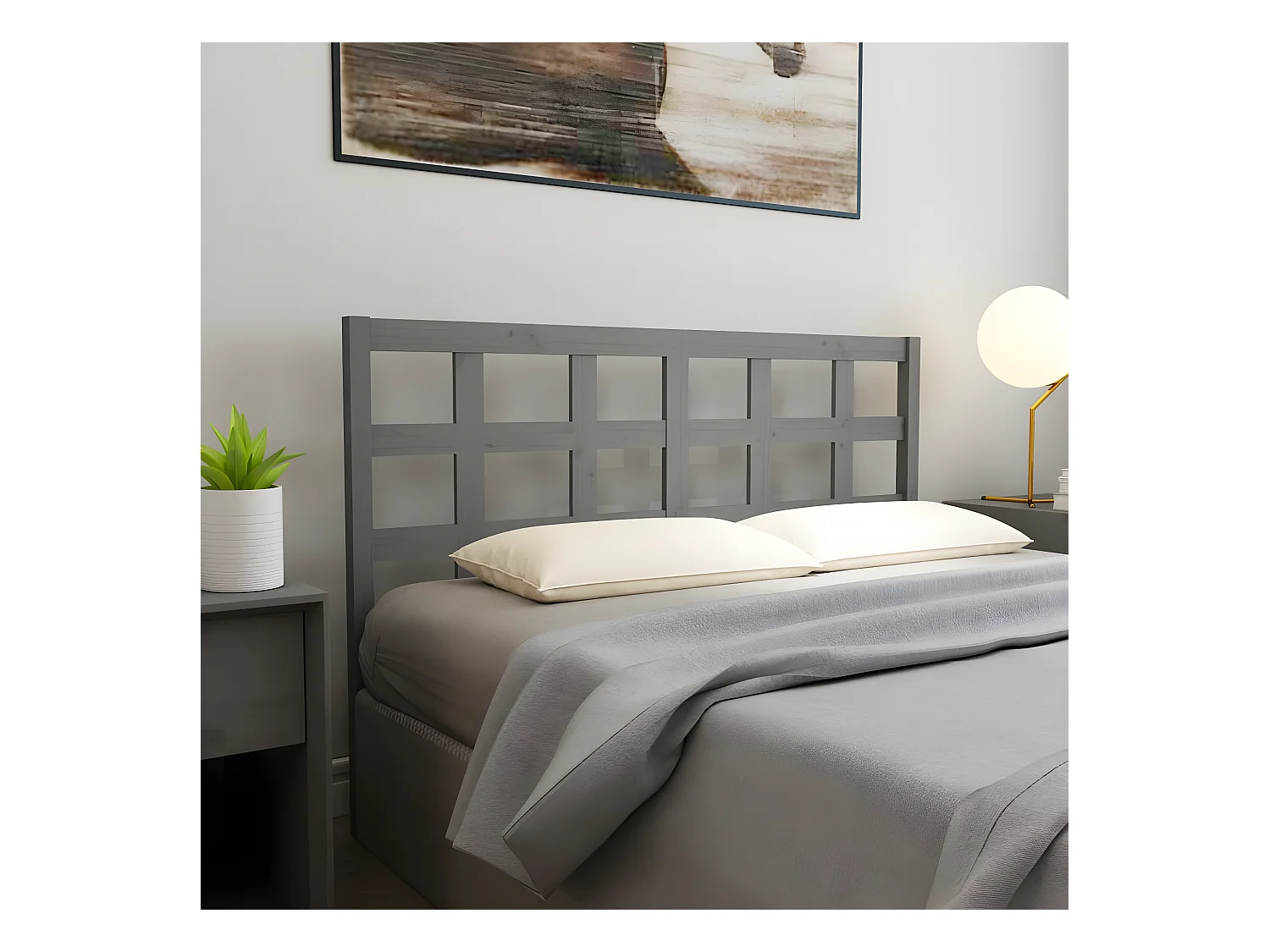 Tête de lit Gris 145,5x4x100 cm Bois massif de pin