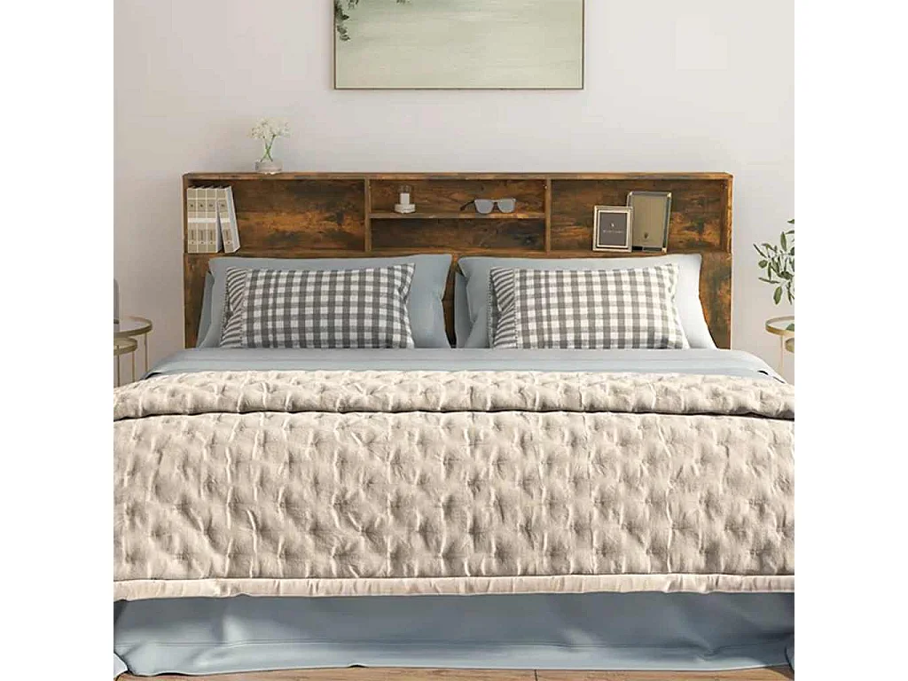 Kopfteil mit Ablagen Räuchereiche 200x19x103,5 cm