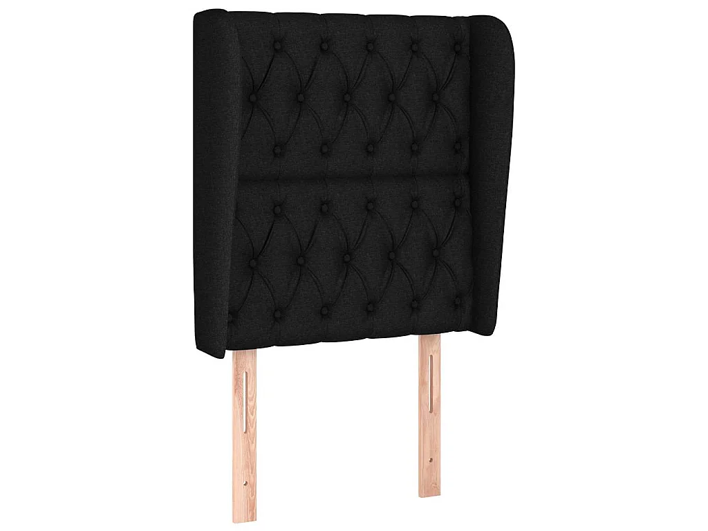 Tête de lit avec oreilles Noir 83x23x118/128 cm Tissu