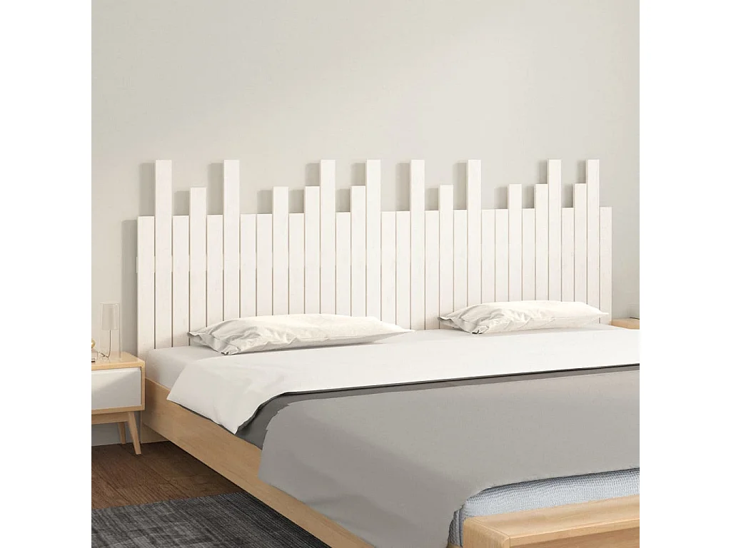 Hoofdbord wandmontage 204x3x80 cm massief grenenhout wit