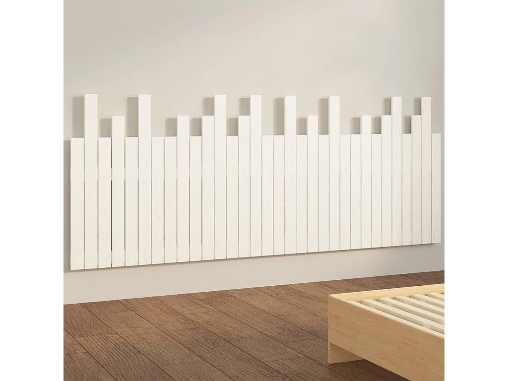 Hoofdbord wandmontage 204x3x80 cm massief grenenhout wit