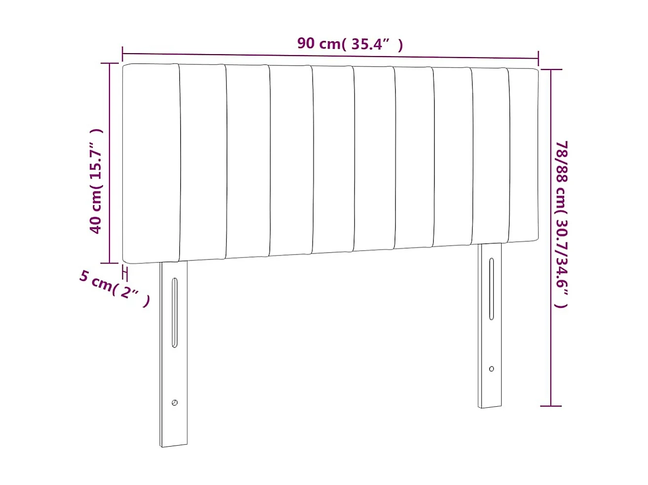Tête de lit Vert foncé 90x5x78/88 cm Velours
