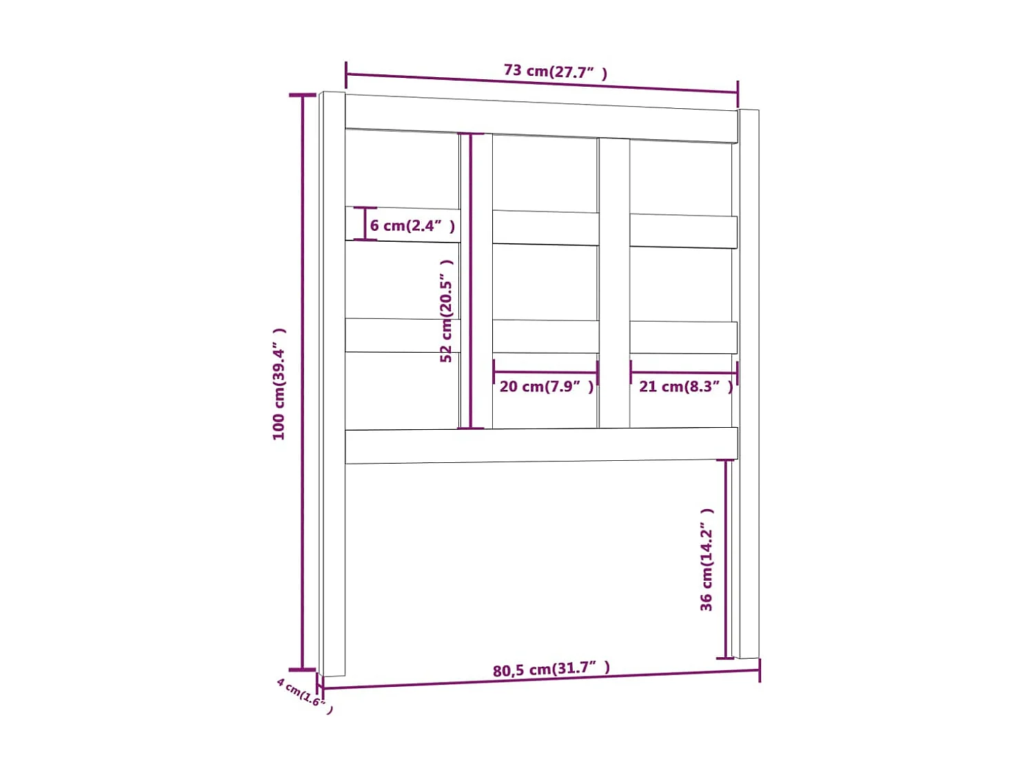 Testiera per Letto Bianca 80,5x4x100 cm Legno Massello di Pino