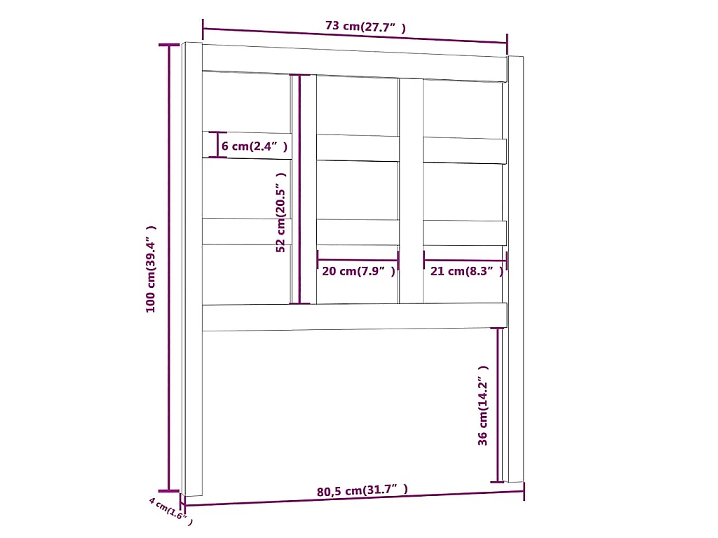 Tête de lit Blanc 80,5x4x100 cm Bois massif de pin